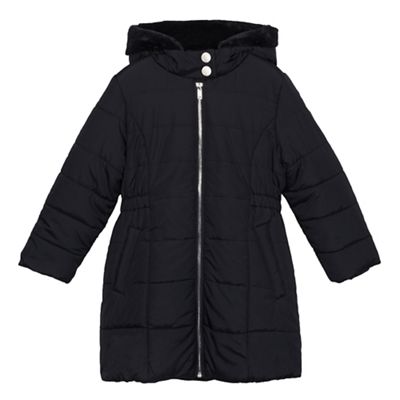 bluezoo Girls' black padded shower resistant hooded coat